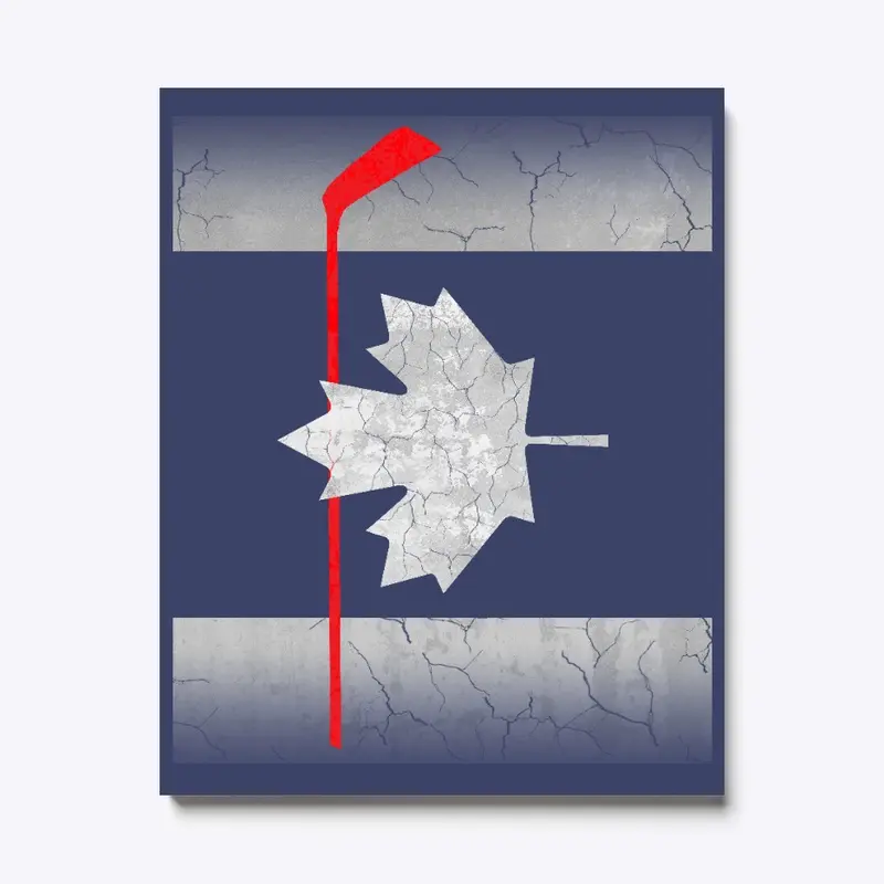 Canada flag hockey stick canvas